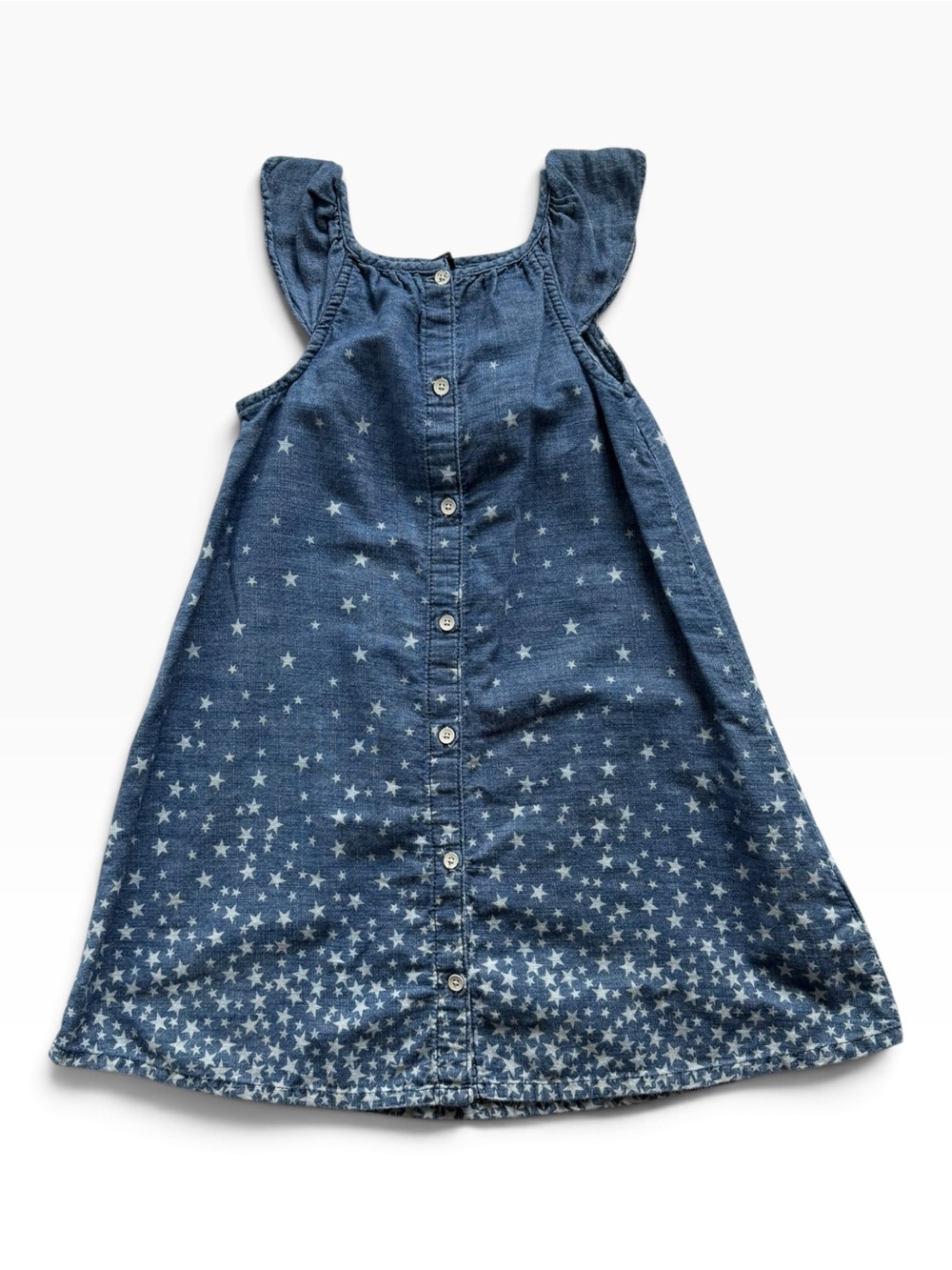 GAP Blue Star-Print Denim Button-Front Dress